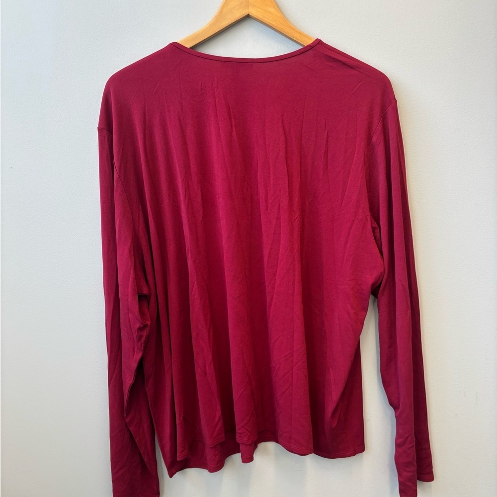 Eileen Fisher 3X Silk Maroon Long Sleeve Top - Picture 2 of 8